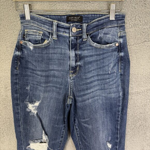 Judy Blue Jeans Blue Womens 1/25 Denim Relaxed Fit Distressed Medium Washed - Picture 2 of 11